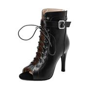 Leichtrit Lacets Bottes Chaussures De Danse,Bottines De Danse pour Femme,Heels Dance Shoes,La Conception De La Bouche De Poisson Ne Vous Pince Pas Les Pieds,Convient à Tout Les Types De Danse