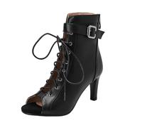 Leichtrit Lacets Bottes Chaussures De Danse,Bottines De Danse pour Femme,Heels Dance Shoes,La Conception De La Bouche De Poisson Ne Vous Pince Pas Les Pieds,Convient à Tout Les Types De Danse