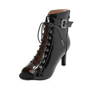 Leichtrit Lacets Bottes Chaussures De Danse,Bottines De Danse pour Femme,Heels Dance Shoes,La Conception De La Bouche De Poisson Ne Vous Pince Pas Les Pieds,Convient à Tout Les Types De Danse