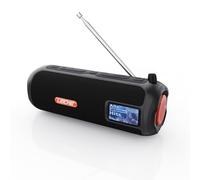 LEICKE Tube Radio Dab+ - Haut-Parleur Bluetooth Portable avec Batterie Dab+/FM, Batterie 4500 mAh, lumières LED RVB, Son stéréo 10 W, égaliseur, Charge USB-C, Port Micro SD/AUX, Alimentation Secteur