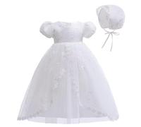 Leideur Robe de Baptême pour Bébé Fille Longue Robe de Bénédiction Blanc Mariage Formel Robes pour nouveau-né (Blanc 4, 18 Mois)