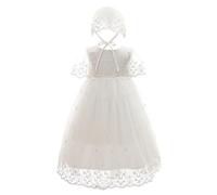 Leideur Robe de Baptême pour Bébé Fille Longue Robe de Bénédiction Blanc Mariage Formel Robes pour nouveau-né (Blanc 2, 18 Mois)