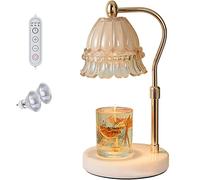 LEIDIMUS Lampe de Bougie avec minuterie, Lampe de Bougie réchauffeur Dimmable et Hauteur réglable Compatible avec Yankee Candle Petit et Grand Pot de Taille,Champagne Gold