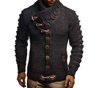 Leif Nelson Cardigan en tricot pour homme, avec boutons, coupe droite, design à manches longues, idéal pour les looks décontractés et professionnels, Anthracite/noir, L