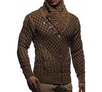 Leif Nelson Cardigan pour Homme avec Fermeture Éclair Noir Veste d'hiver Trachten Veste de Transition à Capuche Veste d'hiver pour Homme Veste de Loisirs Coupe Slim LN5340 L Camel-Marron