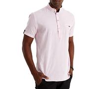 Leif Nelson Chemise d'été en lin pour homme - Manches courtes - Henley pour les loisirs et le travail - Mélange de lin et de coton - Coupe droite, Rose, S