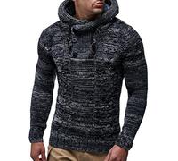 LEIF NELSON Gilet tricot col large, Ch - Gris foncé - Taille Medium