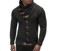 LEIF NELSON Gilet Tricot col Large - Homme LN4195, Anthrazit, XXL