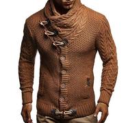 LEIF NELSON Gilet Tricot col Large - Homme LN4195, Camel, 5XL