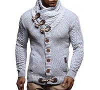 LEIF NELSON Gilet Tricot col Large - Homme LN4195, Grau, 3XL