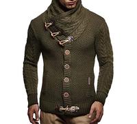 LEIF NELSON Gilet Tricot col Large - Homme LN4195, Kaki, XXL