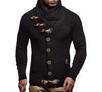 LEIF NELSON Gilet Tricot col Large - Homme LN4195, Schwarz, XXL