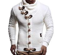 LEIF NELSON Gilet Tricot col Large - Homme LN4195, Weiss/Beige, XL