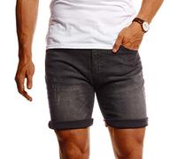 Leif Nelson LN-1397 Short en jean pour homme - Short d'été basique pour les loisirs, Noir , 36