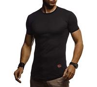 Leif Nelson LN-8294 T-shirt à col rond pour homme - Noir - M