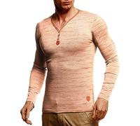 Leif Nelson LN1470 Sweat-shirt à manches longues pour homme - Col en V - Coupe ajustée - En coton - Blanc - Manches longues - Col en V - Noir, Camel Melange., XXL