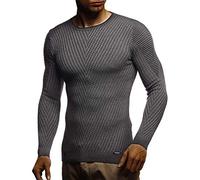 Leif Nelson LN1840 Pull en tricot fin à col rond et manches longues pour homme Coupe ajustée Style moderne Pour l’hiver et l’été, anthracite, XXL