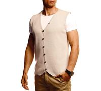 Leif Nelson LN1855 Gilet de loisirs pour homme pour fête de mariage en tricot fin, Beige clair, XL