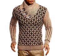 Leif Nelson - LN5385 - Pull en tricot à col châle - Coupe ajustée - Pour homme - Moderne - Pour l'hiver et l'été - Noir - Avec col et manches longues - Hoodie en laine, Marron écru., XXL