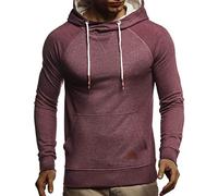 Leif Nelson LN6301 Veste de survêtement à capuche pour homme Coupe ajustée Coton basique Cardigan à manches longues Noir Veste à capuche pour l'hiver et l'été, Mélange de bordeaux., S