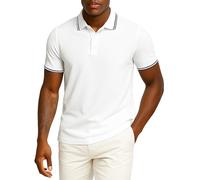 Leif Nelson LN7305 T-shirt d'été, col polo, à manches courtes, basique, pour homme/garçon, coupe ajustée, en maille fine, blanc noir, Blanc., S
