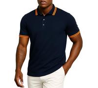 Leif Nelson LN7305 T-shirt d'été, col polo, à manches courtes, basique, pour homme/garçon, coupe ajustée, en maille fine, blanc noir, bleu, S