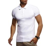 Leif Nelson LN7310 T-shirt d'été, col polo, à manches courtes, basique, pour homme/garçon, coupe ajustée, en maille fine, blanc noir, Blanc., XXL