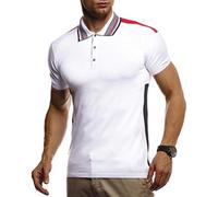 Leif Nelson LN7340 T-shirt d'été pour homme - Col polo - Coupe ajustée - En maille fine - Basique - Blanc et noir - Manches courtes, Blanc., XL