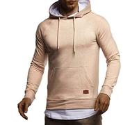 Leif Nelson LN8125 Sweat-shirt à capuche pour homme Coupe ajustée Avec coton Style moderne, Marron clair mélangé 2 en 1., XL