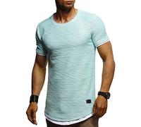 Leif Nelson LN8223 T-shirt d'été à col rond pour homme moderne Coupe slim En coton, menthe, M