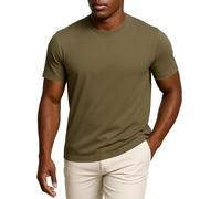 Leif Nelson LN920 T-shirt d'été à col rond pour homme Coupe ajustée Coton Moderne T-shirt à col rond Sweat-shirt à capuche à manches courtes, kaki, XXL