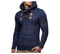 Leif Nelson Los Hombres del Jersey de Punto suéter Encapuchado LN-6004 Azul Oscuro Medium
