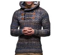 Leif Nelson Los Hombres del Jersey de Punto suéter Encapuchado LN-6004 Marrón Medium
