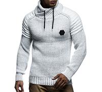 LEIF Nelson Mens Pull Tricoté Col châle Coupe Slim Fit pour Hiver Été | Tee Shirt pour Homme à Manches Longues avec col