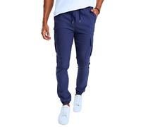 Leif Nelson Pantalon cargo pour homme - Pantalon chino - Pantalon cargo stretch - Pantalon chino - Pantalon de loisirs - Coupe ajustée, bleu foncé, M