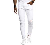 Leif Nelson pour des Hommes Pantalon en Jean Slim fit en Denim Stretch déchiré LN9145 Blanche W32L30