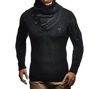 Leif Nelson pour des Hommes Pull en Tricot LN5195; Taille S, Noir-Anthracite