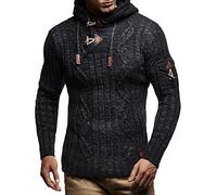 Leif Nelson pour des Hommes Pullover Hoodie Pull à Capuche Pull en Tricot LN5400 Taille S Noir Anthracite