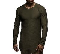LEIF NELSON pour des Hommes Pullover Longsleeve Oversize Sweatshirt col Rond Auschnitt Sweatshirt LN6298 - Kaki - Taille S