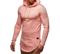 Leif Nelson pour des Hommes Pullover Pull à Capuche Hoodie Sweat Longsleeve Sweatshirt Veste Basic col Rond Manche Longue Oversize Shirt Hoody Sweater LN6369; Taille XL, Saumon Rose