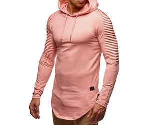 Leif Nelson pour des Hommes Pullover Pull à Capuche Hoodie Sweat Longsleeve Sweatshirt Veste Basic col Rond Manche Longue Oversize Shirt Hoody Sweater LN6369; Taille XL, Saumon Rose