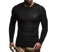 LEIF NELSON pour des Hommes Pullover Pull en Tricot Hoodie Basic col Rond Crew Neck Sweatshirt Longsleeve Manche Longue Sweater Feinstrick LN1545,Noir,XL
