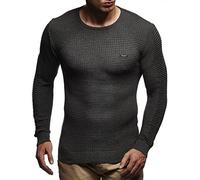 LEIF NELSON pour des Hommes Pullover Pull en Tricot Hoodie Basic col Rond Crew Neck Sweatshirt Longsleeve Manche Longue Sweater Feinstrick LN1545,Gris,L