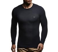 LEIF NELSON pour des Hommes Pullover Pull en Tricot Hoodie Basic col Rond Crew Neck Sweatshirt Longsleeve Manche Longue Sweater Feinstrick LN1545,Bleu Foncé,XXL