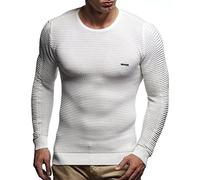 LEIF NELSON pour des Hommes Pullover Pull en Tricot Hoodie Basic col Rond Crew Neck Sweatshirt Longsleeve Manche Longue Sweater Feinstrick LN1545,Ecru,M