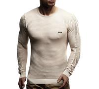 LEIF NELSON pour des Hommes Pullover Pull en Tricot Hoodie Basic col Rond Crew Neck Sweatshirt Longsleeve Manche Longue Sweater Feinstrick LN1545,Hell Beige,L