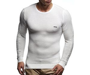 LEIF NELSON pour des Hommes Pullover Pull en Tricot Hoodie Basic col Rond Crew Neck Sweatshirt Longsleeve Manche Longue Sweater Feinstrick LN1545,Ecru,XXL