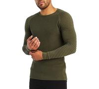 Leif Nelson pour des Hommes Pullover Pull en Tricot Hoodie Basic col Rond Crew Neck Sweatshirt Manche Longue Sweater Feinstrick LN20729; ,Kaki,XX-Large