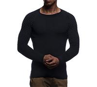 Leif Nelson pour des Hommes Pullover Pull en Tricot Hoodie Basic col Rond Crew Neck Sweatshirt Manche Longue Sweater Feinstrick LN20729; ,Noir,XX-Large