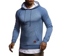 Leif Nelson Pull à capuche pour homme - Coupe ajustée - En coton - Blanc - Moderne - Pour homme, Indigo Melange 2 en 1., L